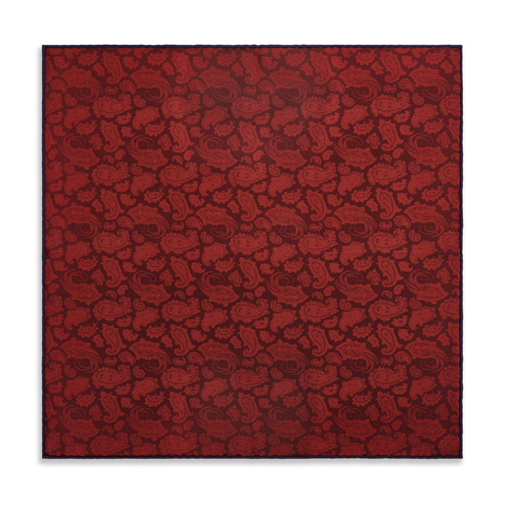 Purple Red Pheasant Paisley Madder Double Faced Pocket Square