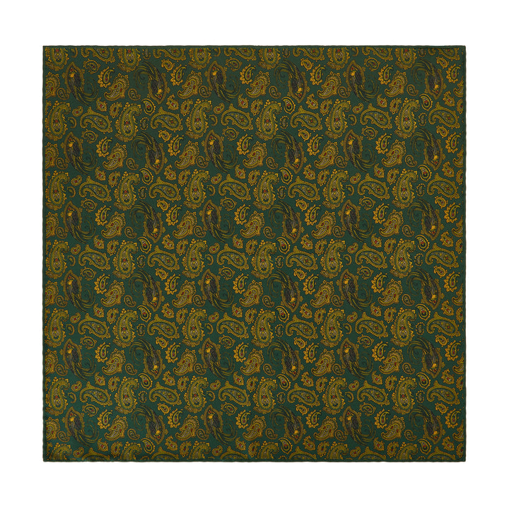 Green Gold Paisley Madder Double Faced Pocket Square