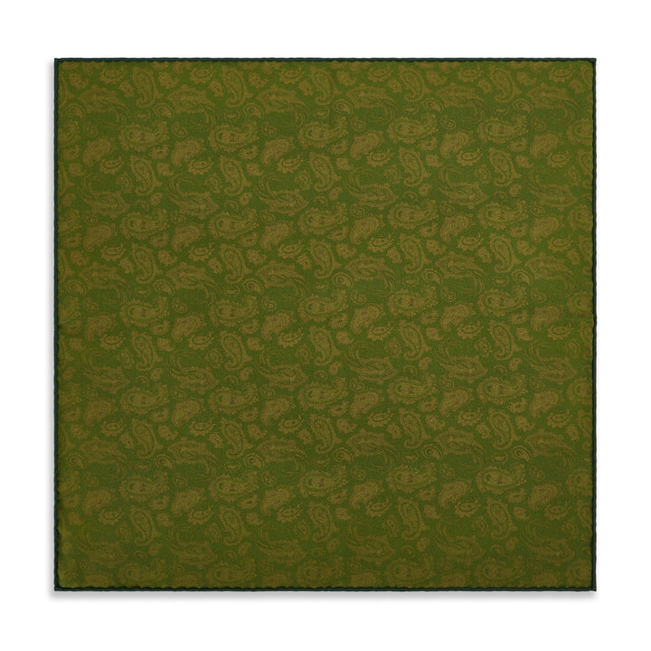 Green Gold Paisley Madder Double Faced Pocket Square