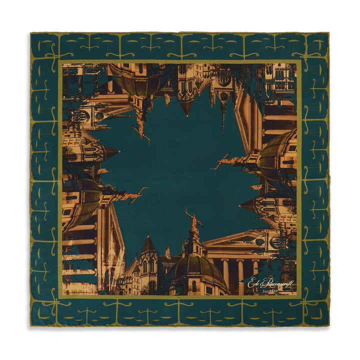 Green Gold Legal Landscape Silk Pocket Square