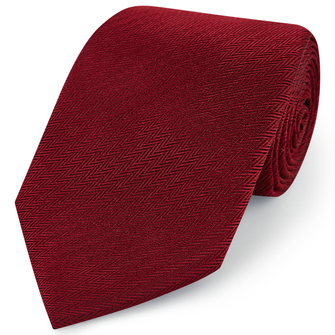 Burgundy Micro Herringbone Woven Tie