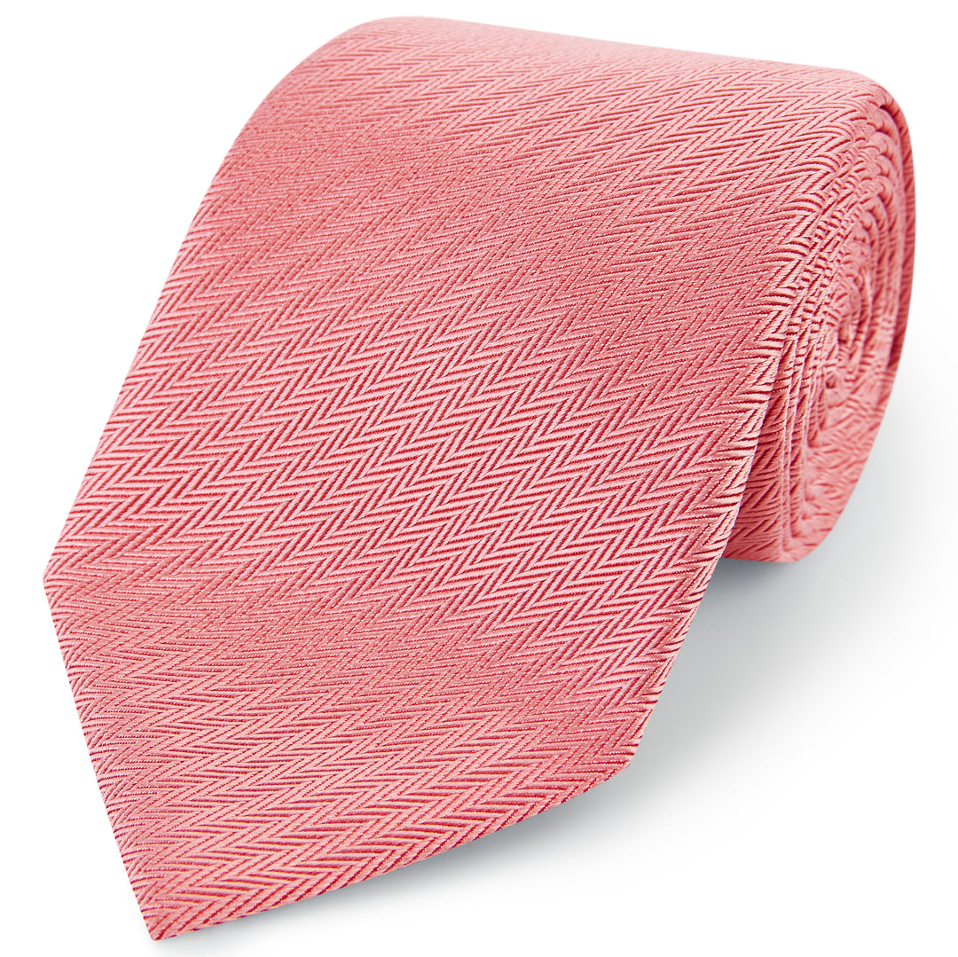 Dark Pink Micro Herringbone Woven Silk Tie