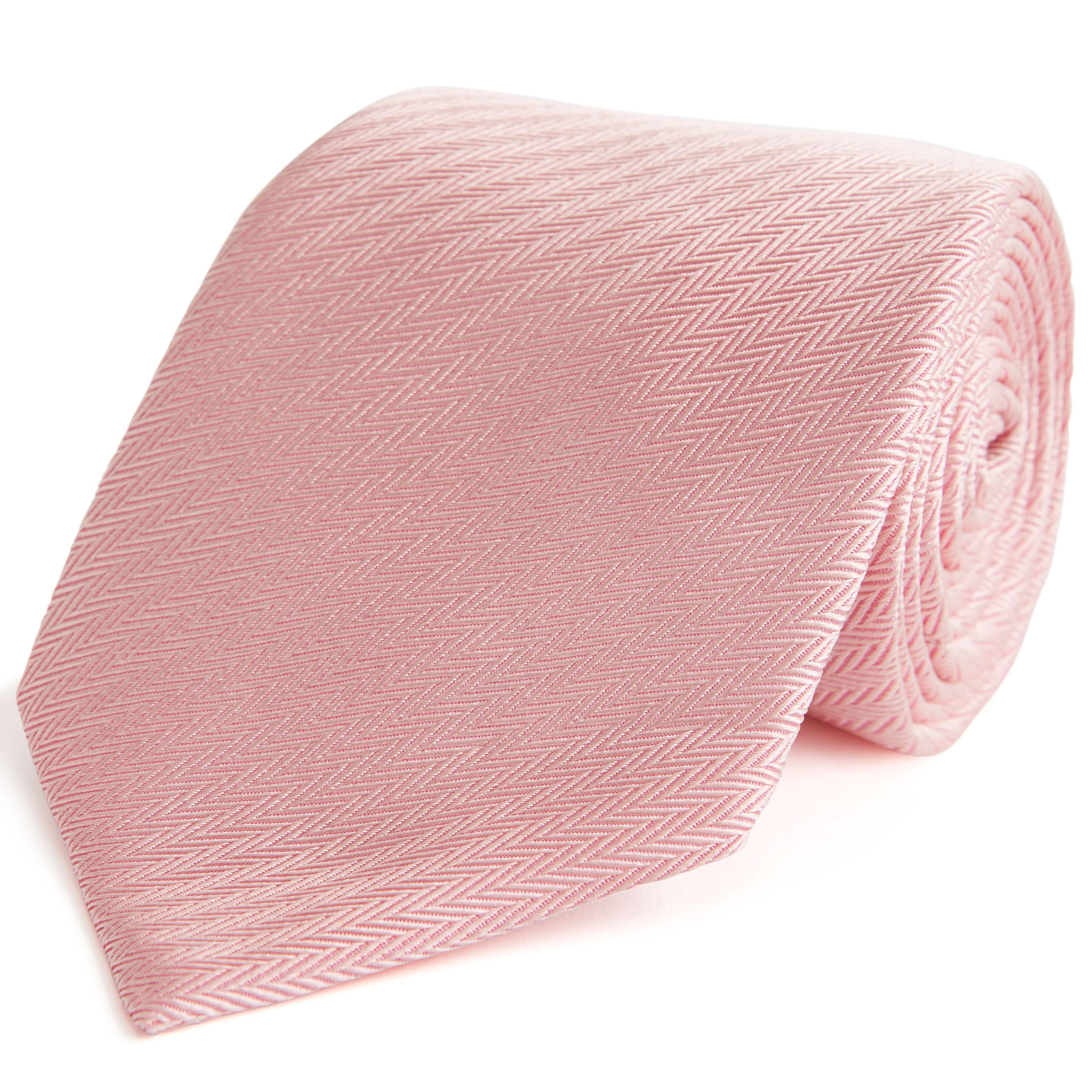 Ede & Ravenscroft | Micro Herringbone Woven Silk Tie | Pink