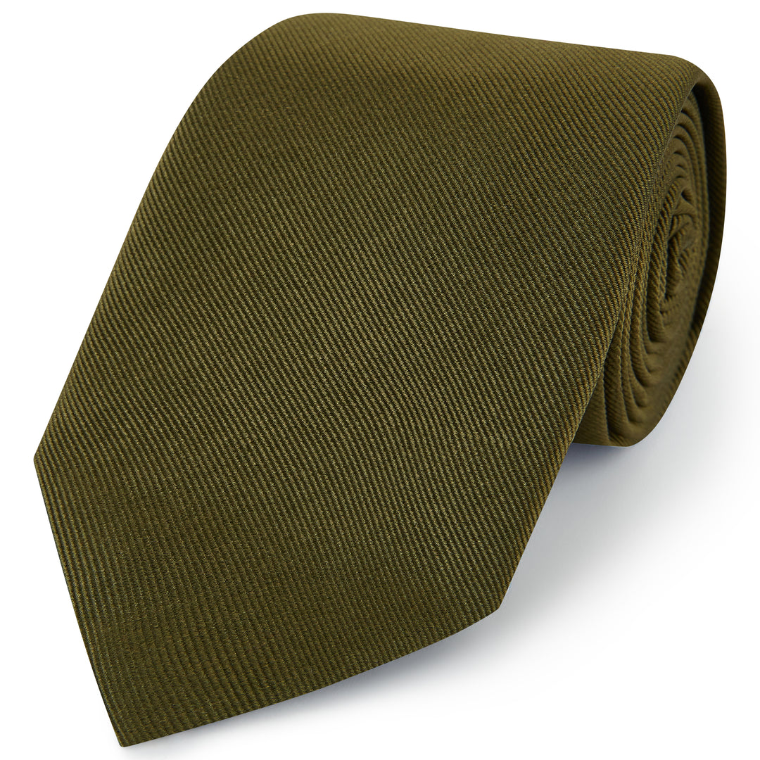 Olive Heavy Twill Woven Silk Tie