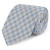 Grey and Blue Flower Woven Twill Silk Tie