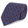 Navy and Red Geometric Printed Silk Tie