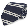 Navy and White Stripe Printed Linen Tie
