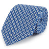 Blue and White Geometric Printed Linen Tie