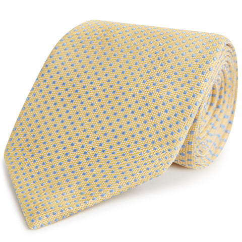 Yellow and Blue Micro Spot Woven Silk Tie