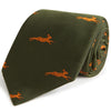 Green and Orange Jumping Hare Woven Silk Tie
