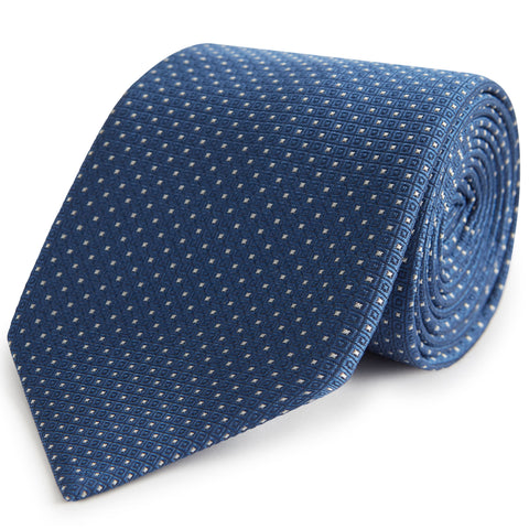 Blue Micro Diamond Spot  Woven Silk Tie