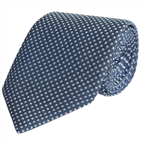 Blue Micro Spot Woven Silk Tie