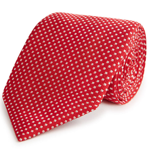 Red Micro Spot Woven Silk Tie