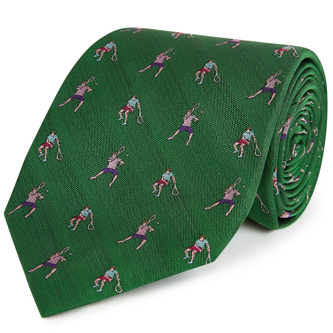 Green Tennis Woven Silk Tie