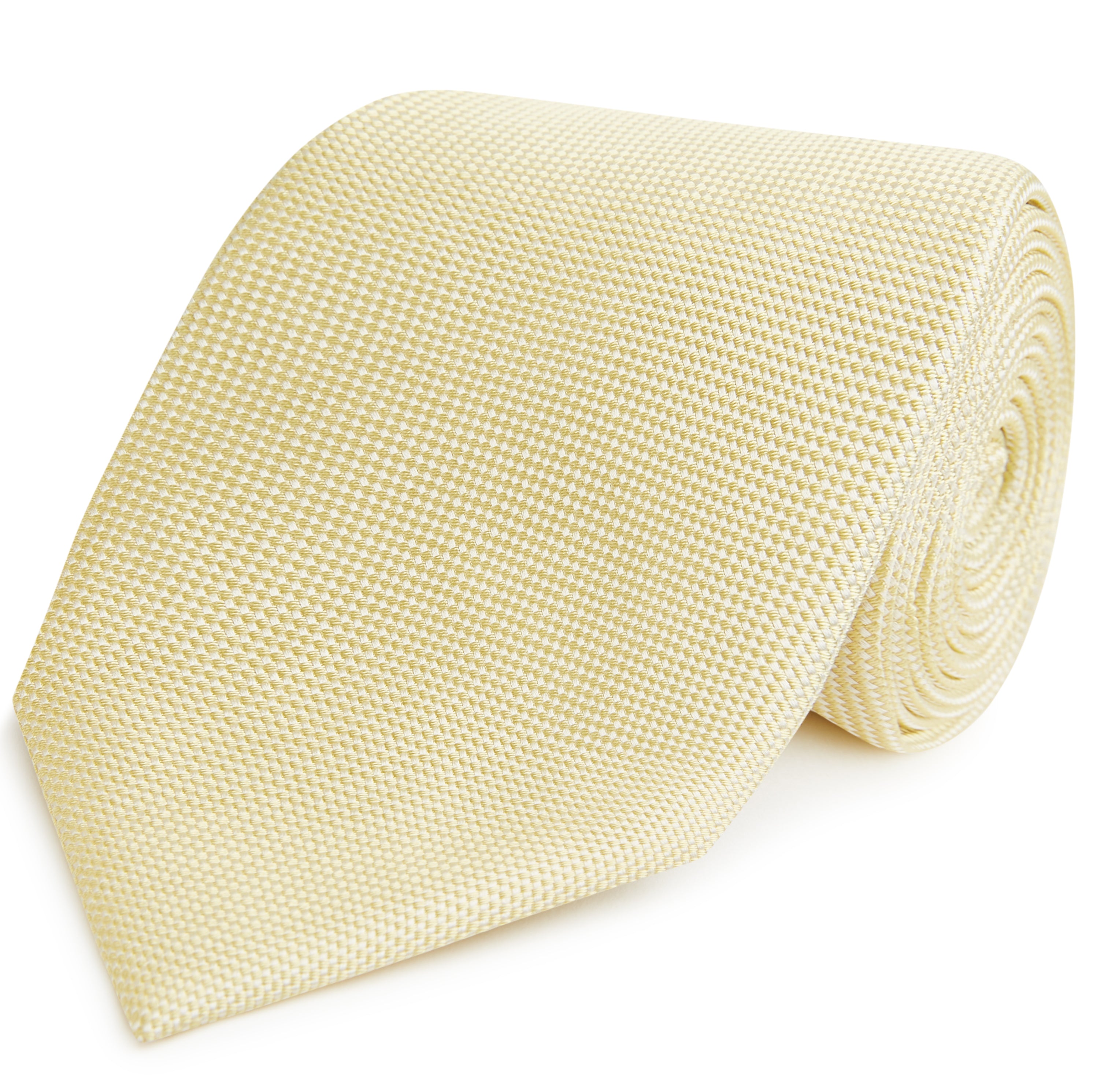 Ede & Ravenscroft | Micro Textured Woven Silk Tie | Pale Yellow