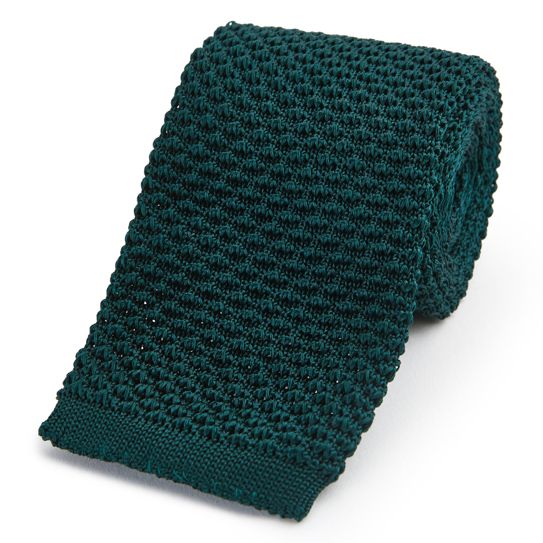 Dark Green Fine Knitted Silk Tie