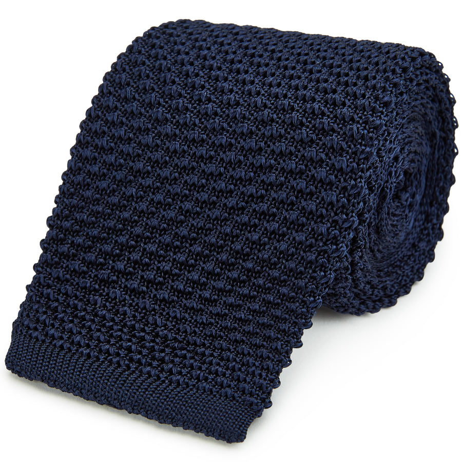 Ede & Ravenscroft | Fine Knitted Silk Tie | Navy