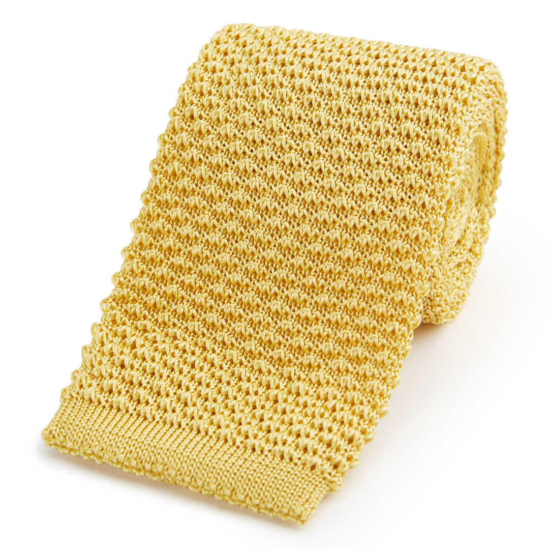 Yellow Fine Knitted Silk Tie
