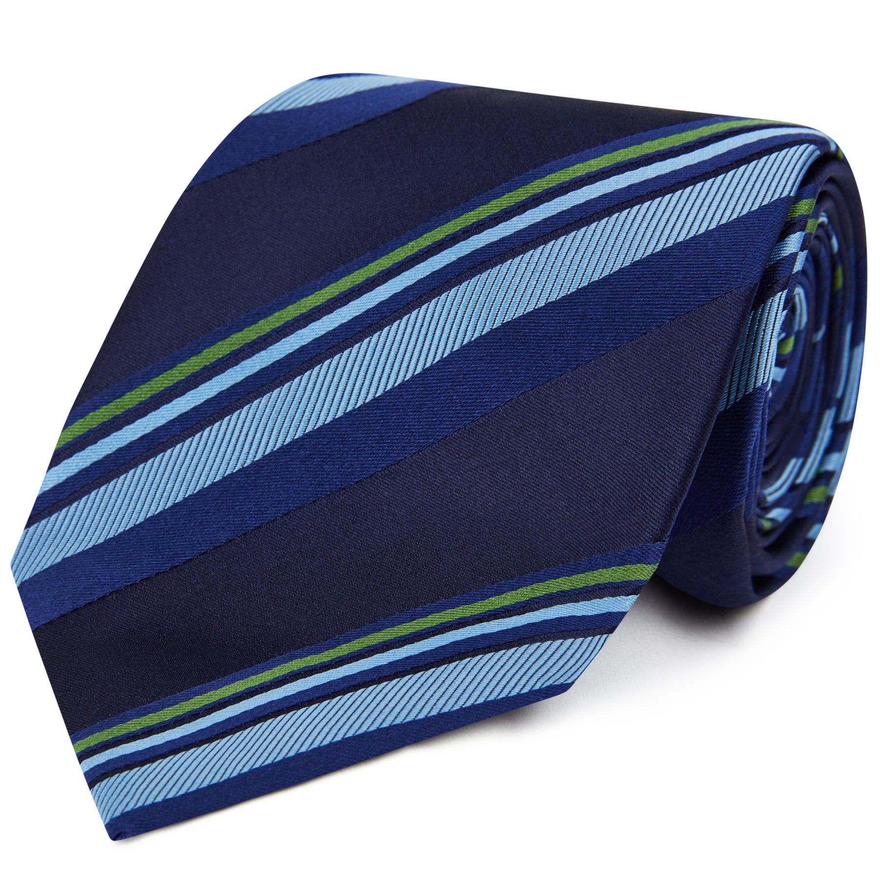 Ede & Ravenscroft Textured Stripe Silk Tie Navy Blue