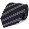 Navy Grey Textured Stripe Woven Silk Tie
