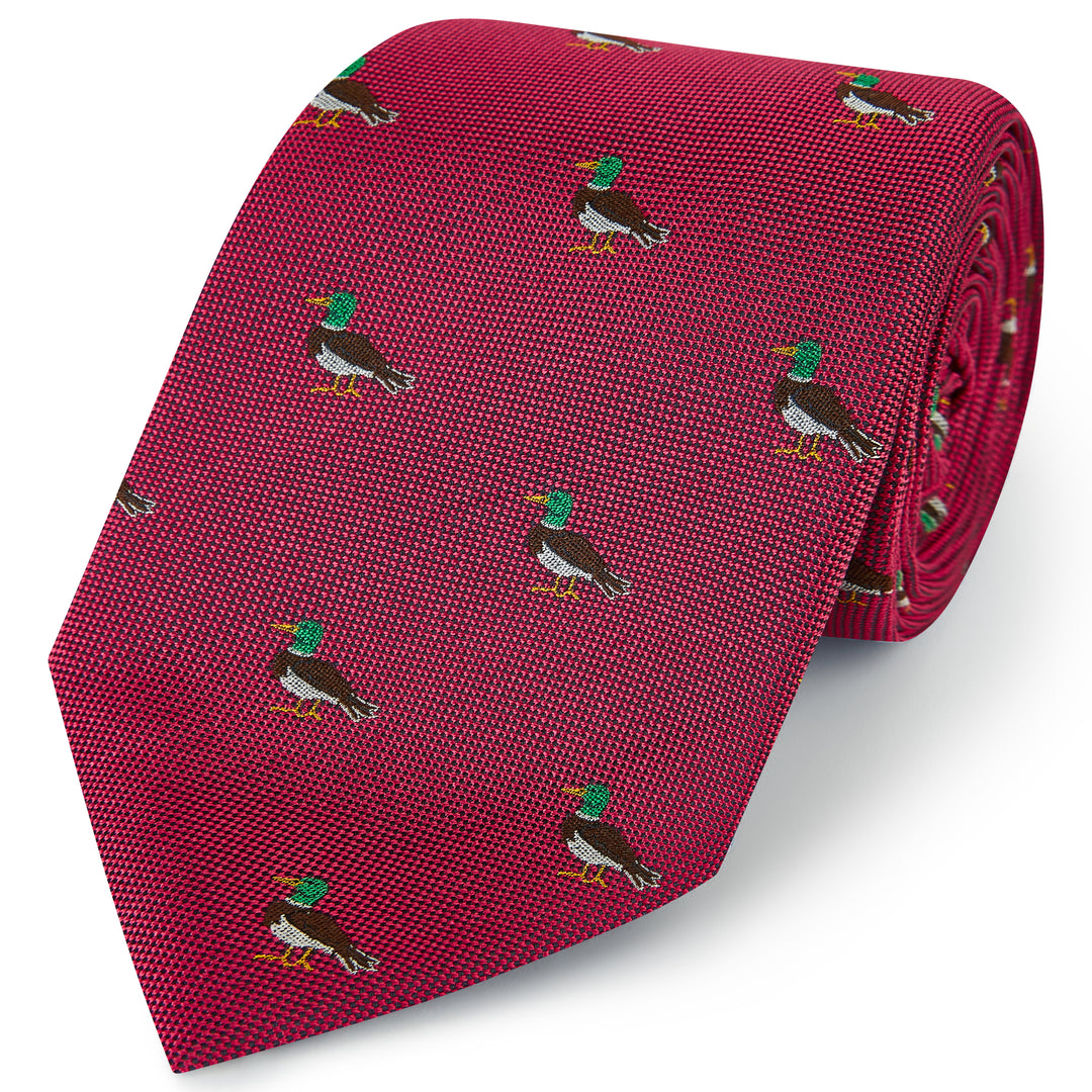 Pink Duck Woven Silk Tie