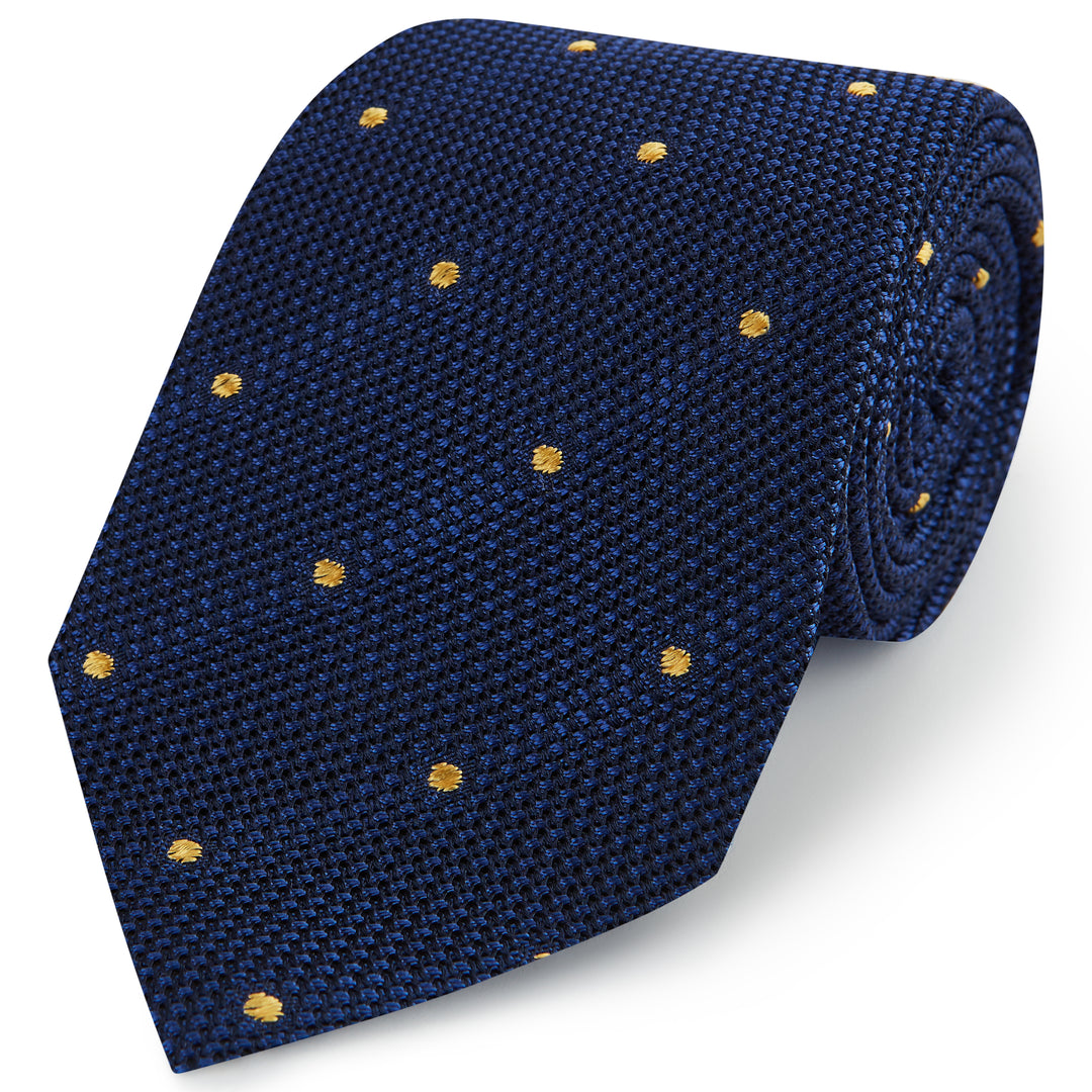 Blue Yellow Grenadine Spot Silk Tie