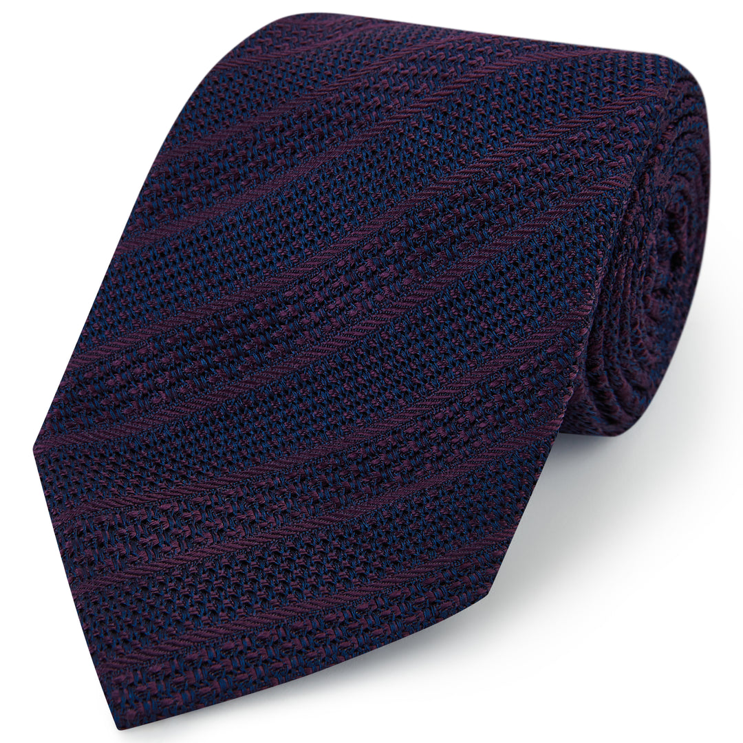 Purple Grenadine Stripe Woven Silk Tie