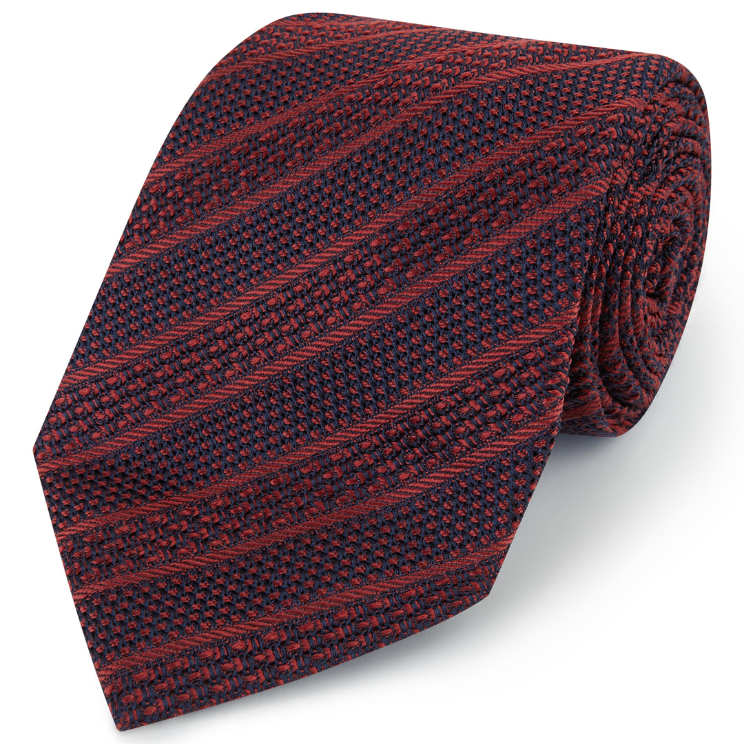 Red Grenadine Stripe Woven Silk Tie