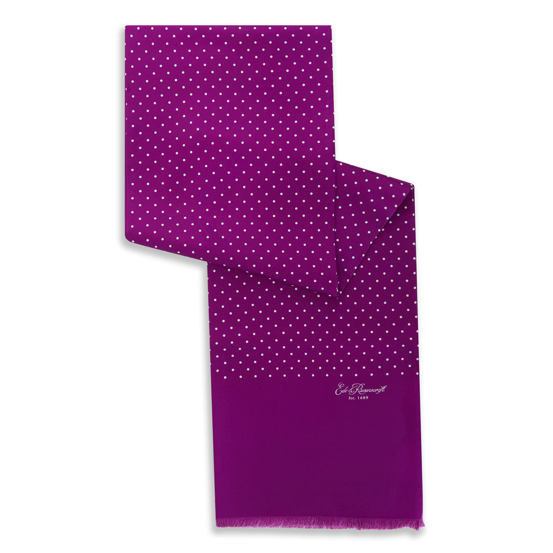 Purple and White Spot Printed Silk Scarf