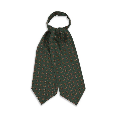 Green and Brown Horse Printed Silk Cravat