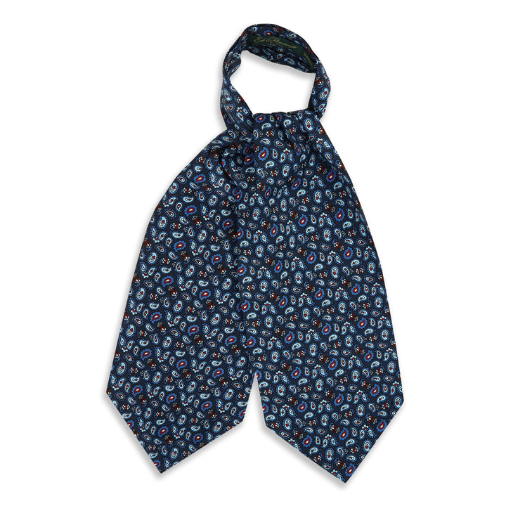 Navy Blue Paisley Madder Silk Cravat
