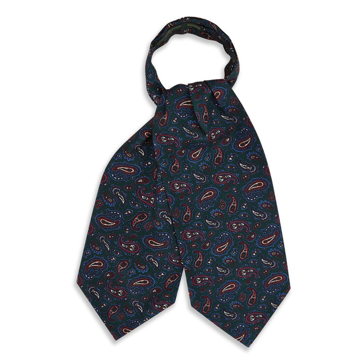 Green Navy Paisley Madder Silk Cravat