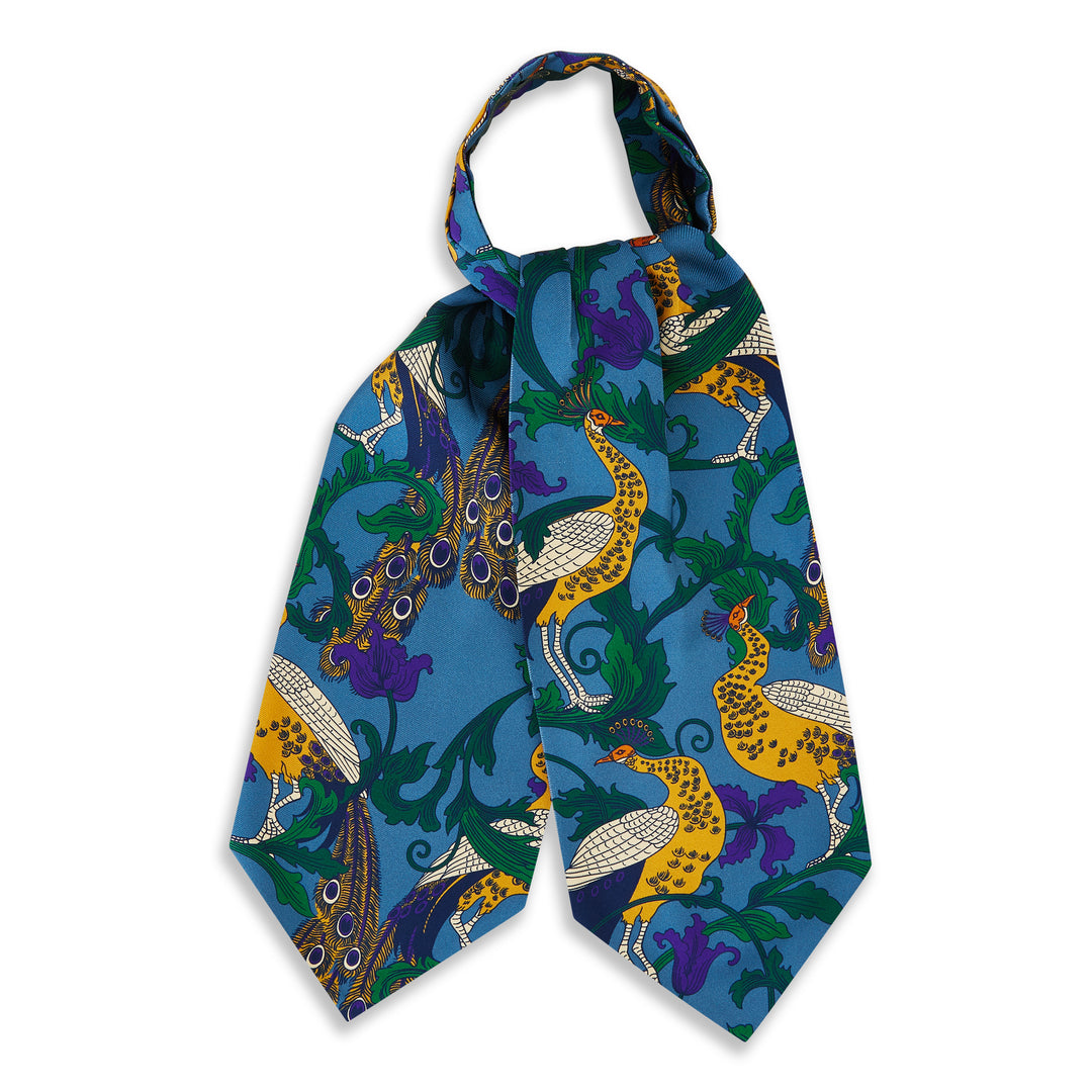 Teal Gold Peacock Paisley Cravat