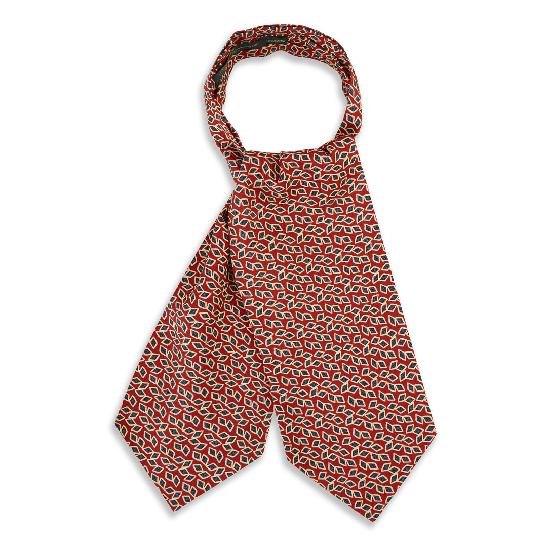 Red Ecru Abstract Diamond Madder Cravat
