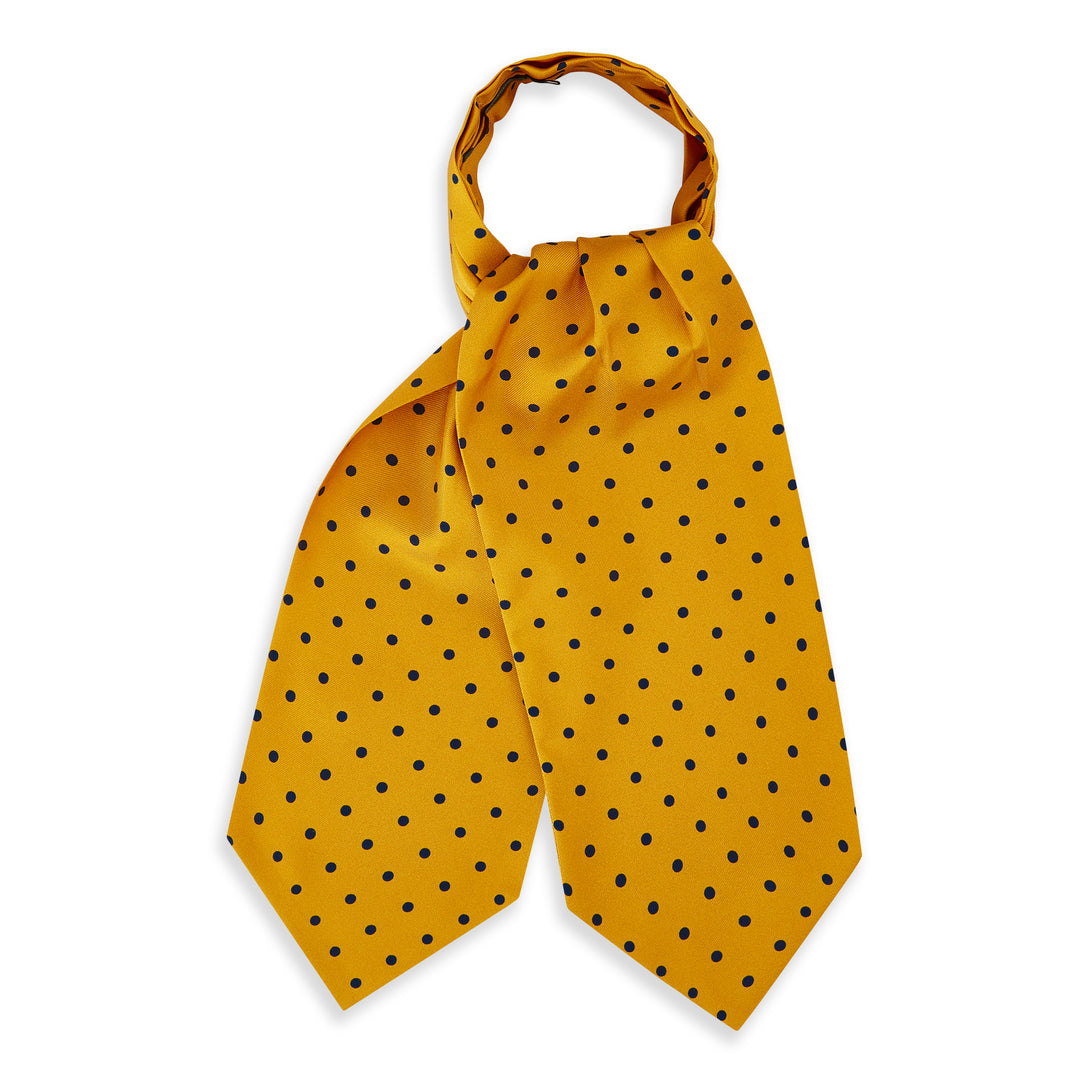 Yellow Navy Churchill Spot Silk Cravat