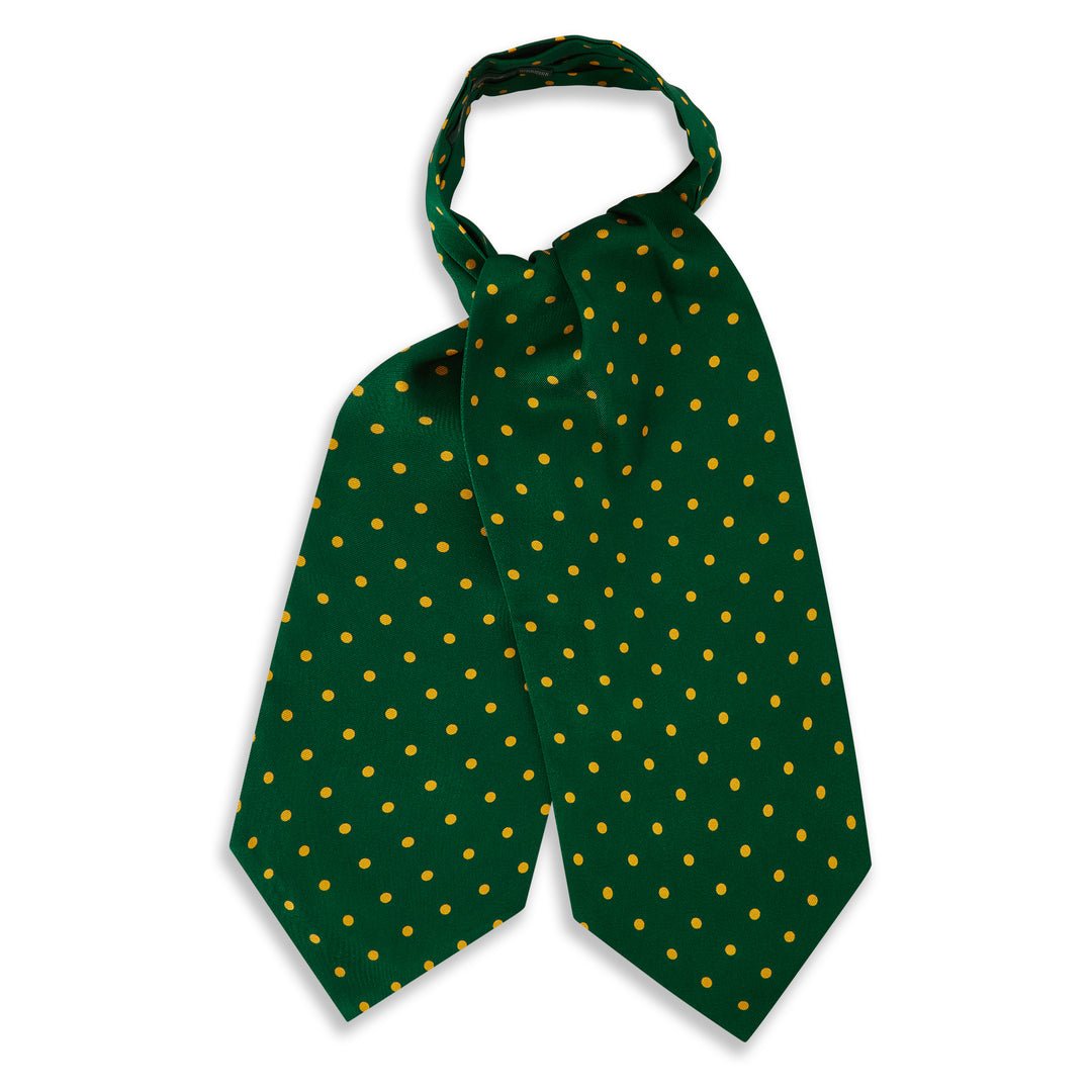 Green Yellow Churchill Spot Silk Cravat
