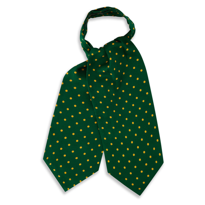 Green Yellow Churchill Spot Silk Cravat