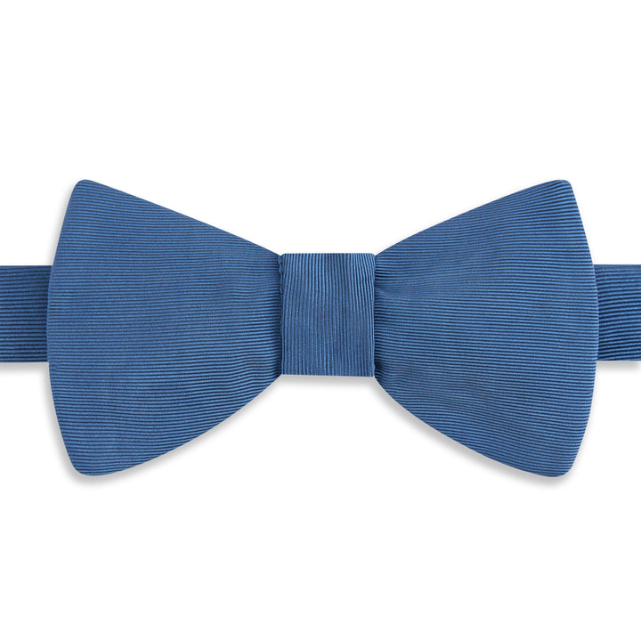 Blue Grosgrain Silk Cotton Bow Tie