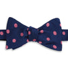 Navy and Pink Polka Dot Textured Silk Bow Tie