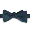 Navy and Green Check Grid Woven Silk Self Bow Tie