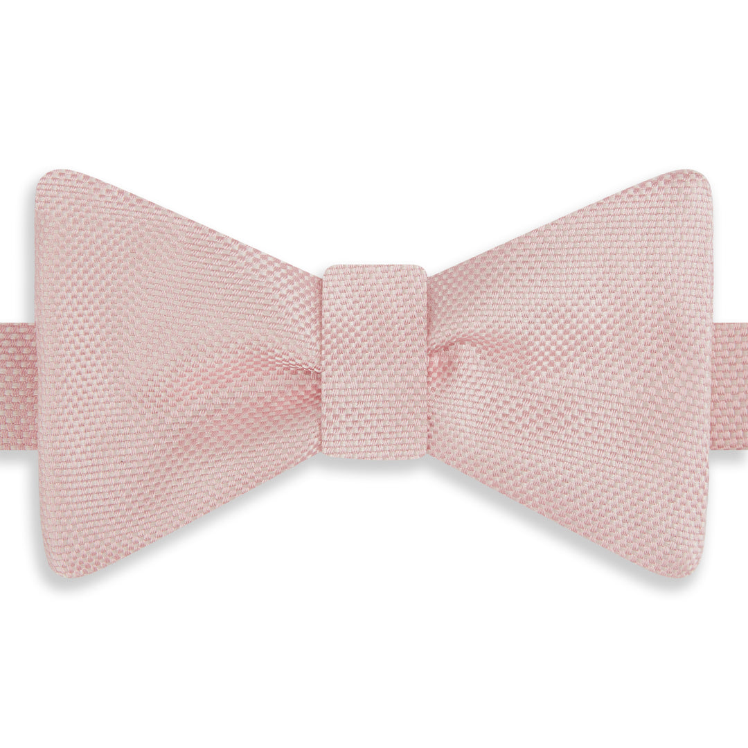 Pink Micro Textured Silk Self Bow Tie