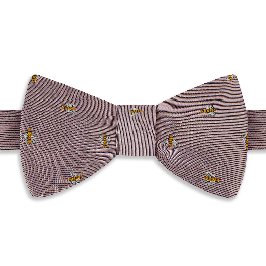 Pink Micro Bees Woven Silk Bow Tie
