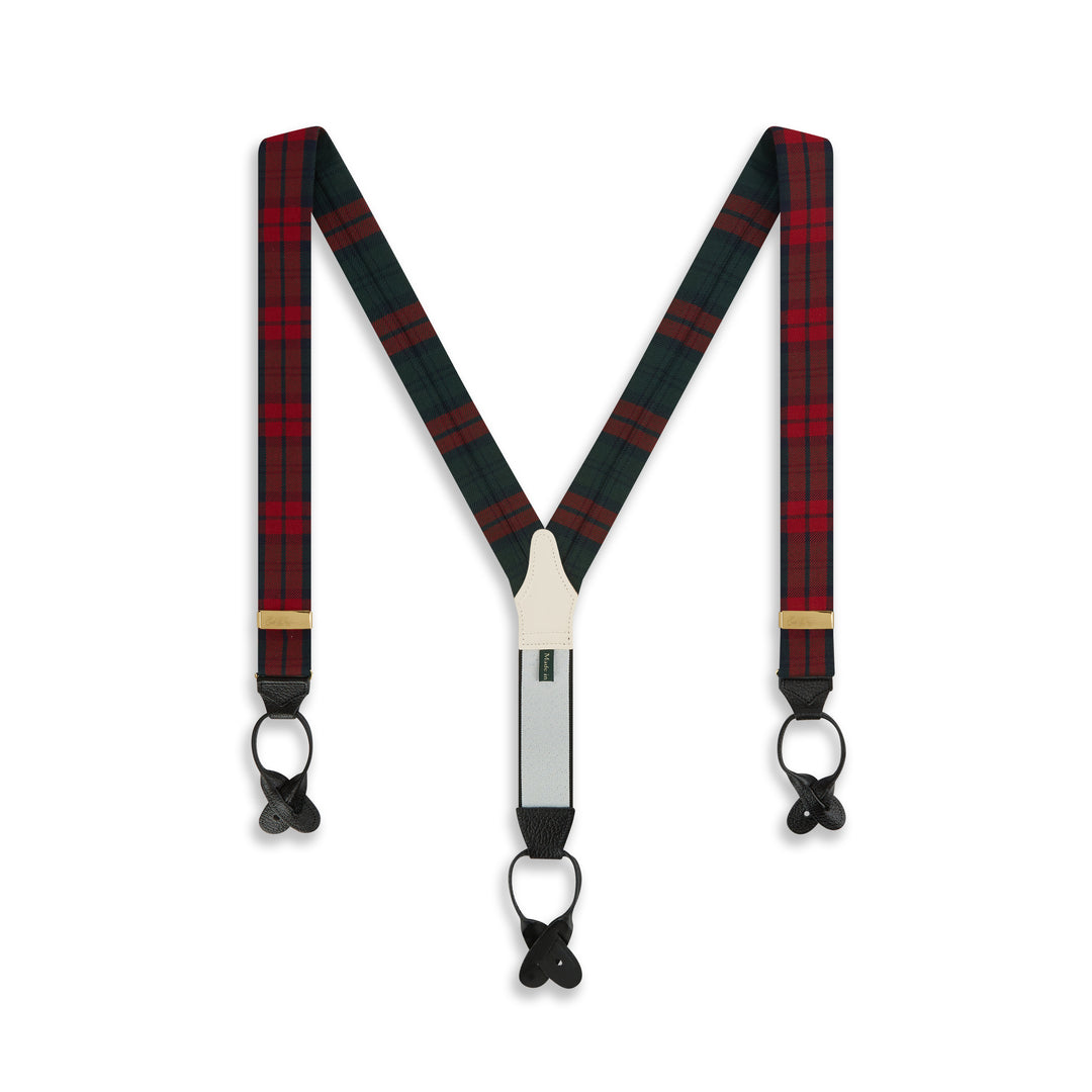 Red and Navy Tartan Woven Braces