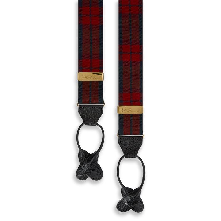 Red and Navy Tartan Woven Braces