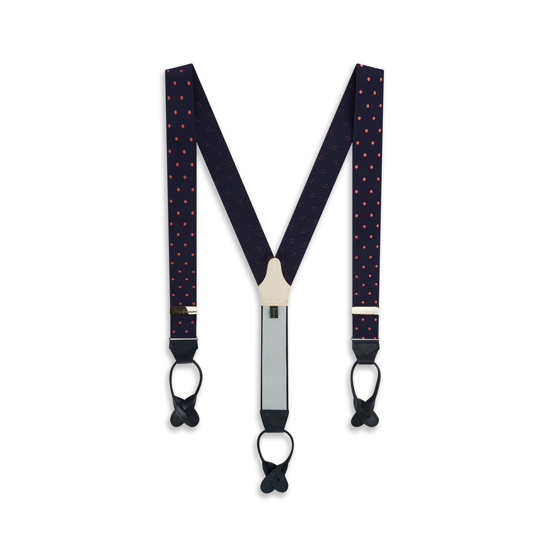 Navy and Pink Web Spot Braces