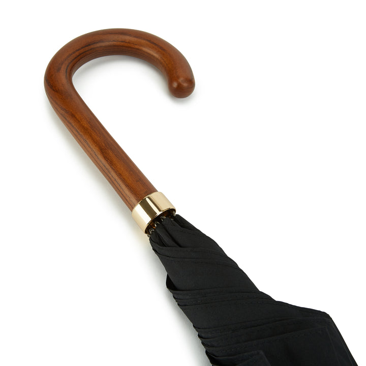 Hardwood Dark Grained Handle Black Umbrella