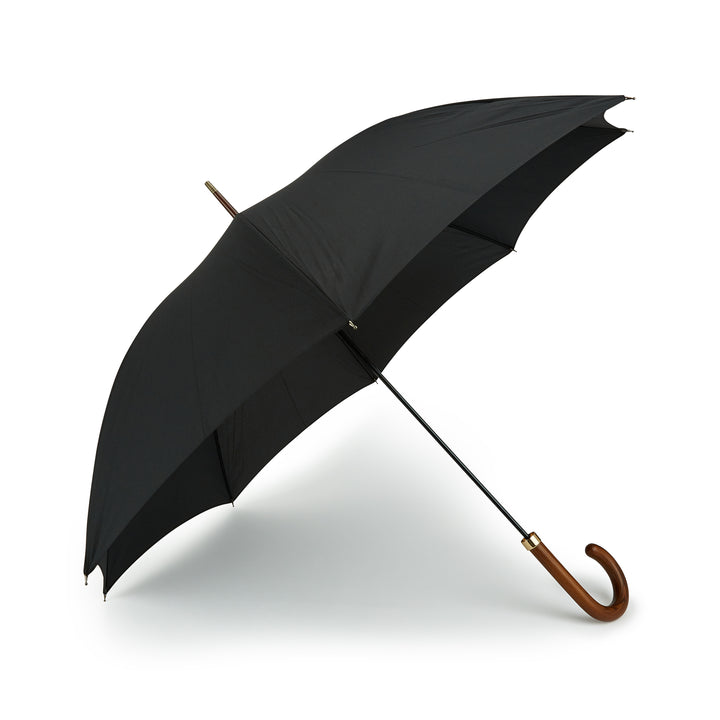 Hardwood Dark Grained Handle Black Umbrella