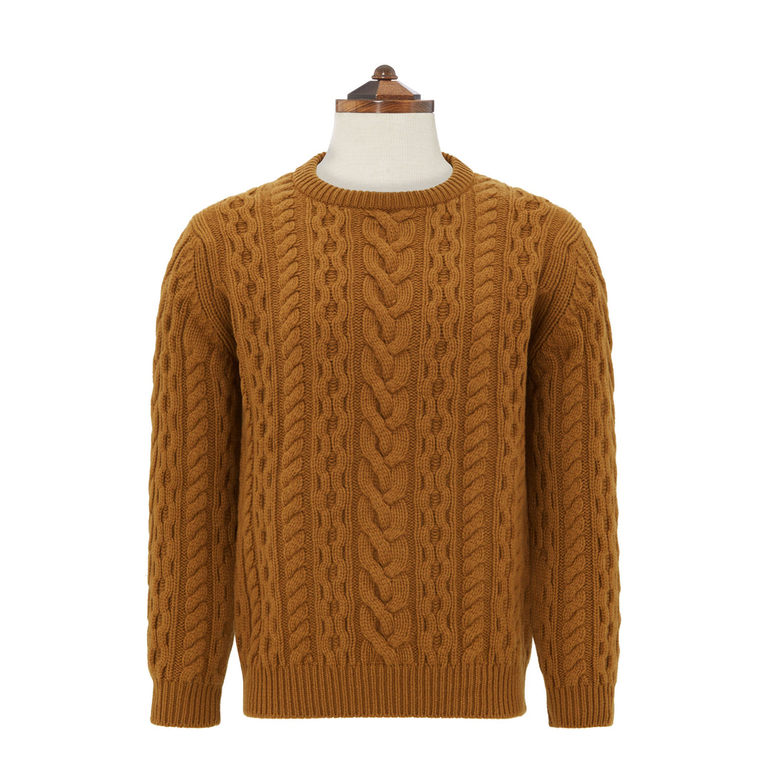 Kylan Brown Cashmere Cable Crew Neck Jumper