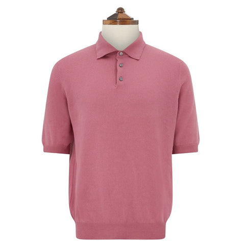 Kirk Pink Cotton and Cashmere Knitted Polo Shirt