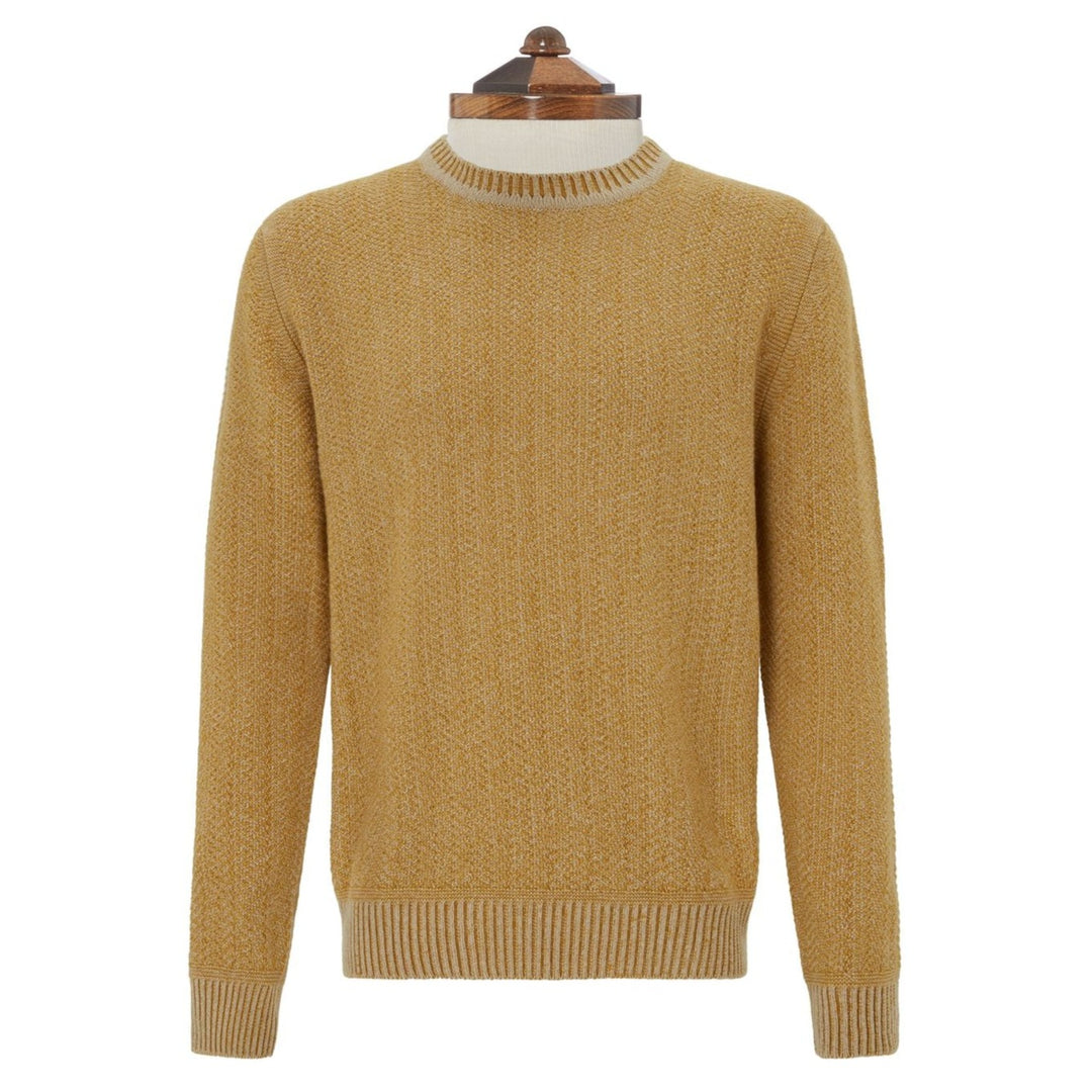 Kelby Ochre Chevron Cashmere Crew Neck Jumper